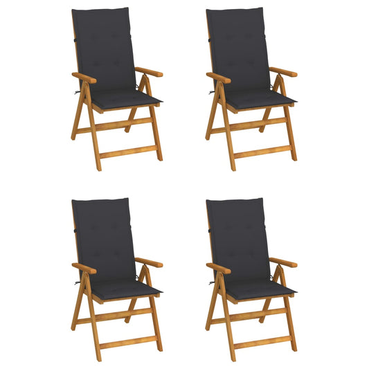 Patio Reclining Chairs 4 pcs with Cushions Solid Acacia Wood