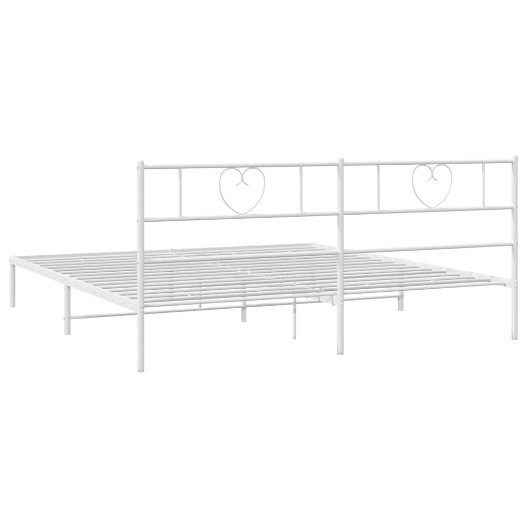 Metal Bed Frame without Mattress with Headboard White 76"x79.9"