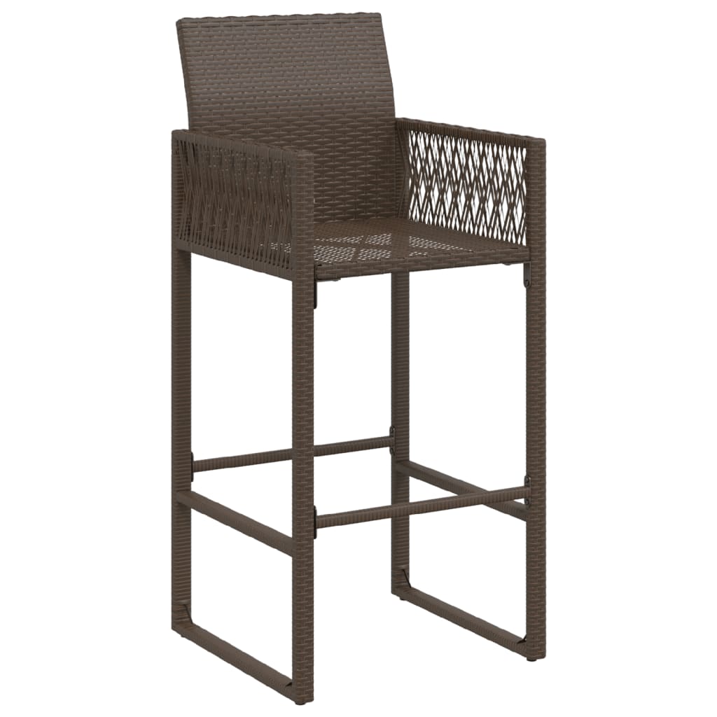 Patio Bar Stools 2 pcs Brown Poly Rattan