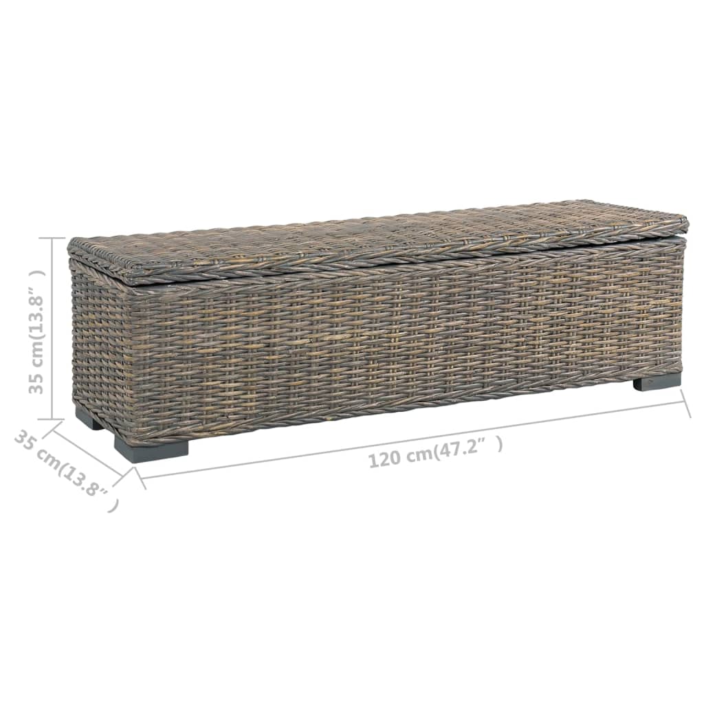 Storage Box 47.2" Gray Kubu Rattan and Solid Mango Wood