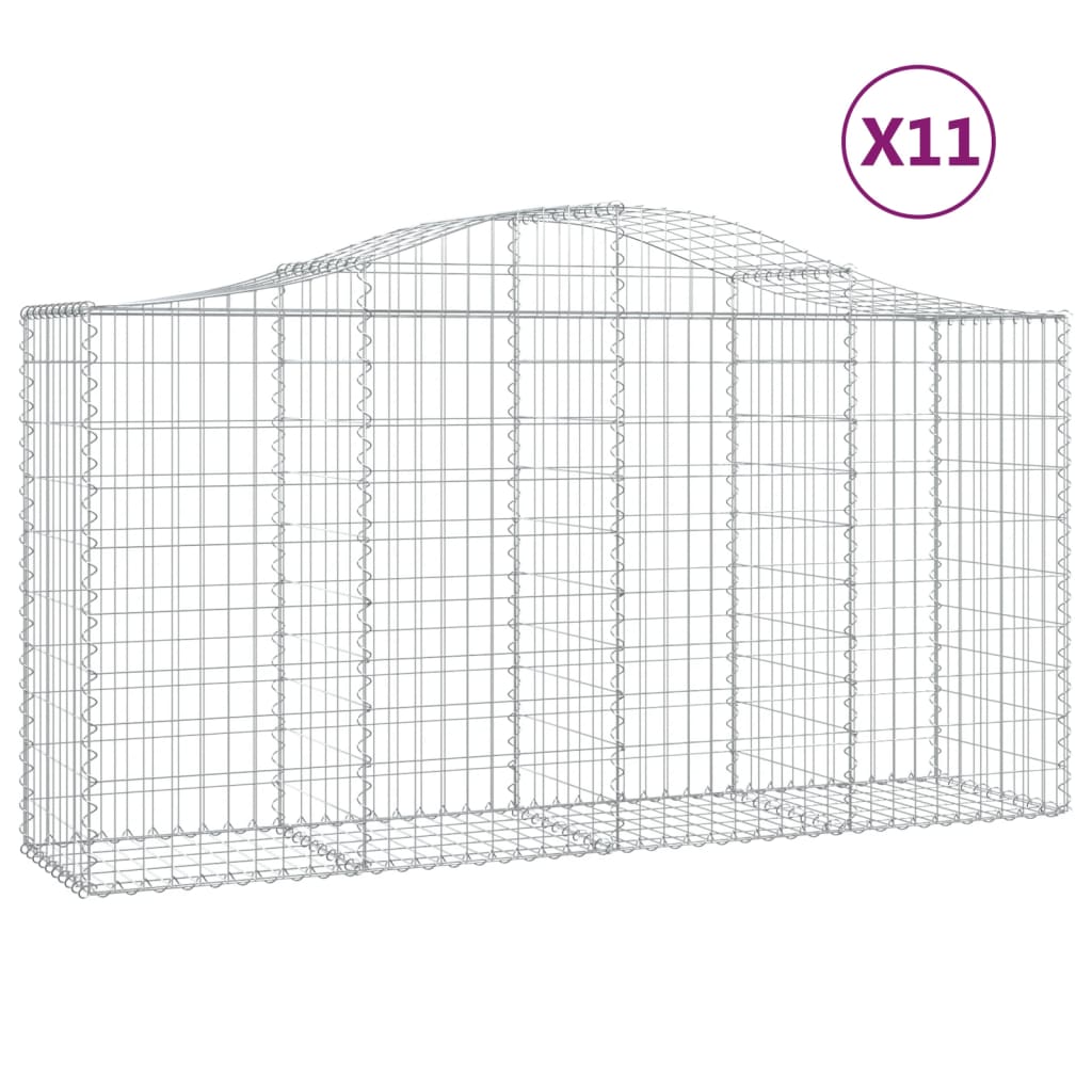 Arched Gabion Baskets 11 pcs 78.7"x19.7"x39.4"/47.2" Galvanized Iron