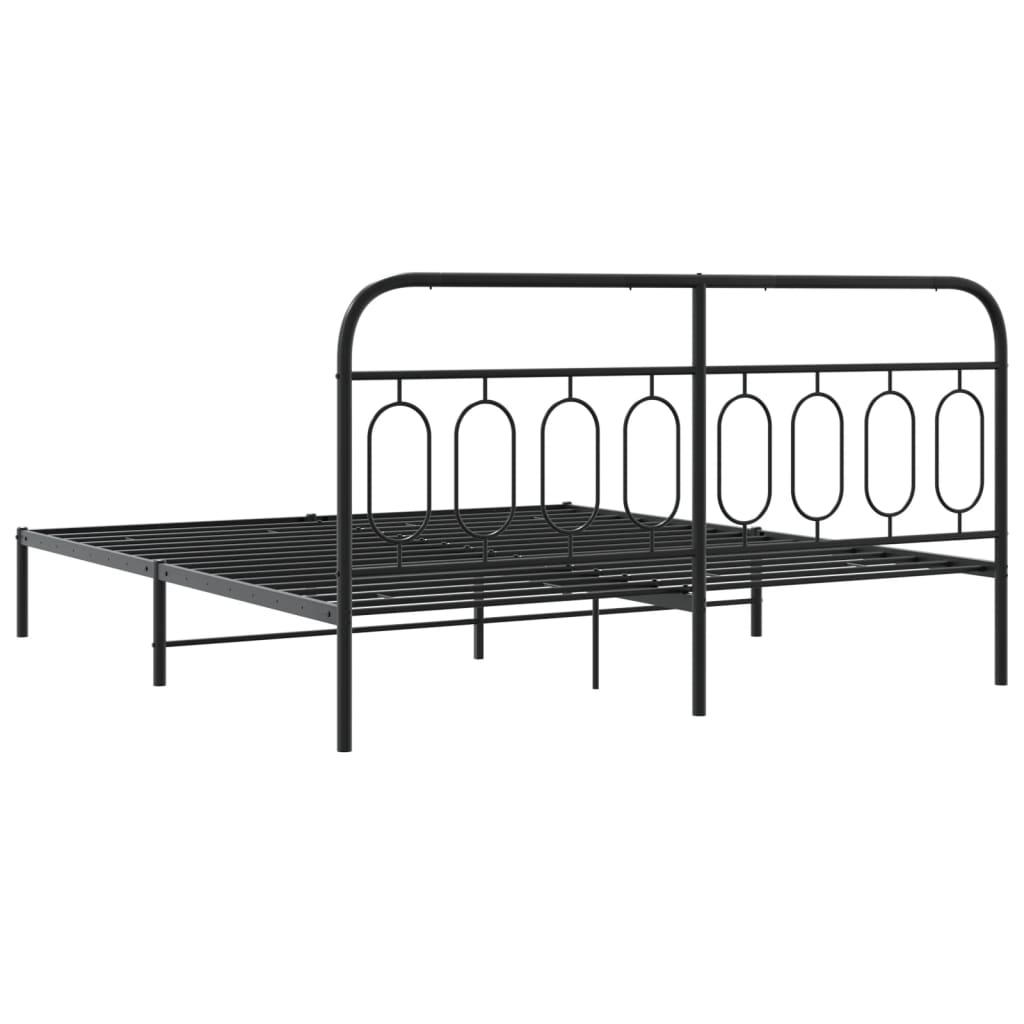 Metal Bed Frame without Mattress with Headboard Black 76"x79.9"