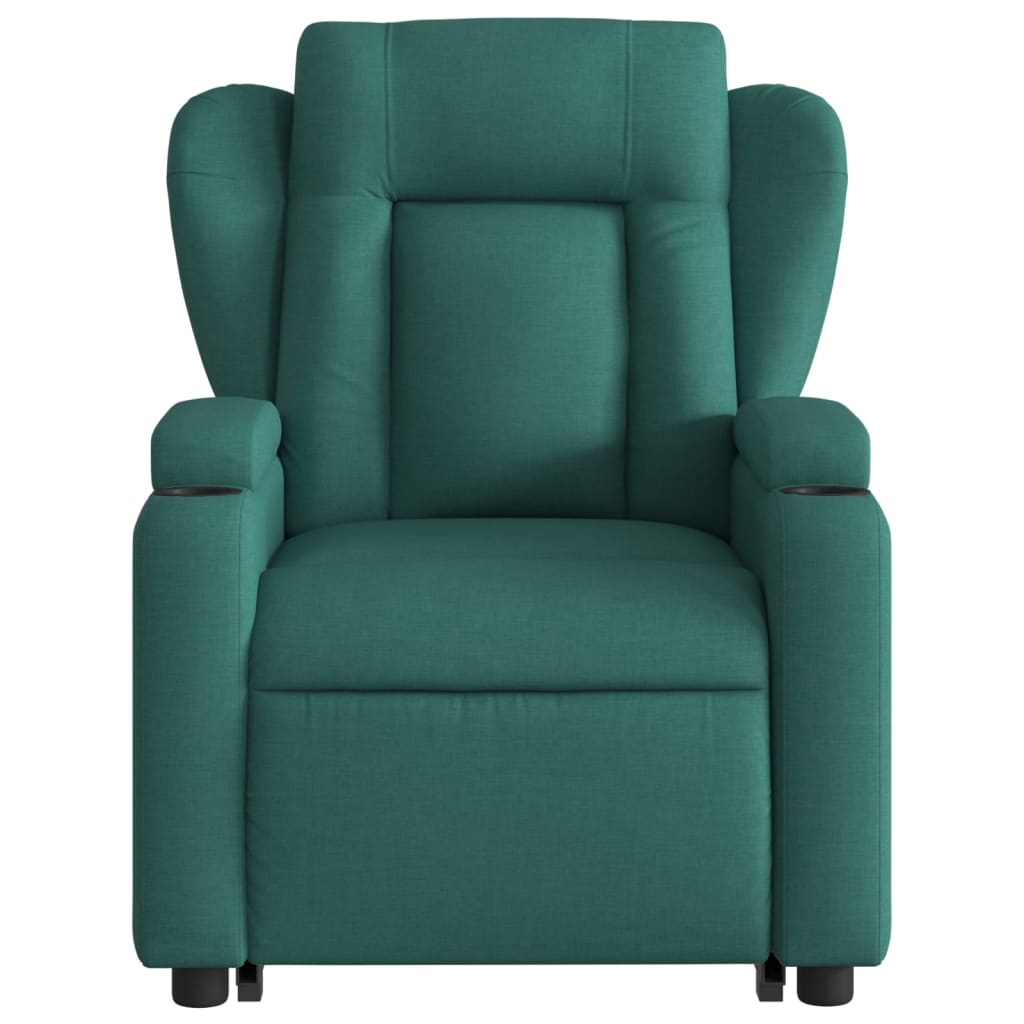 Stand up Massage Recliner Chair Dark Green Fabric