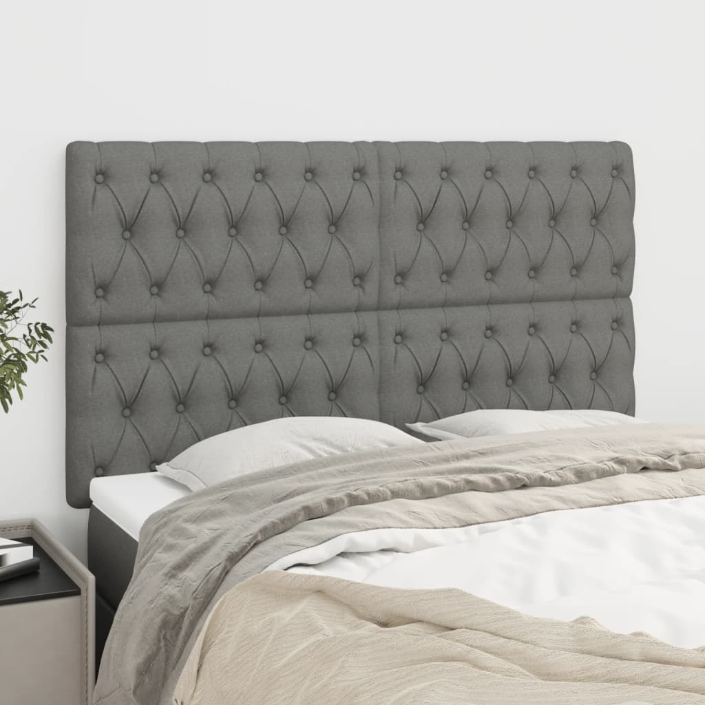 Headboards 4 pcs Dark Gray 28.3"x2.8"x30.7"/34.6" Fabric