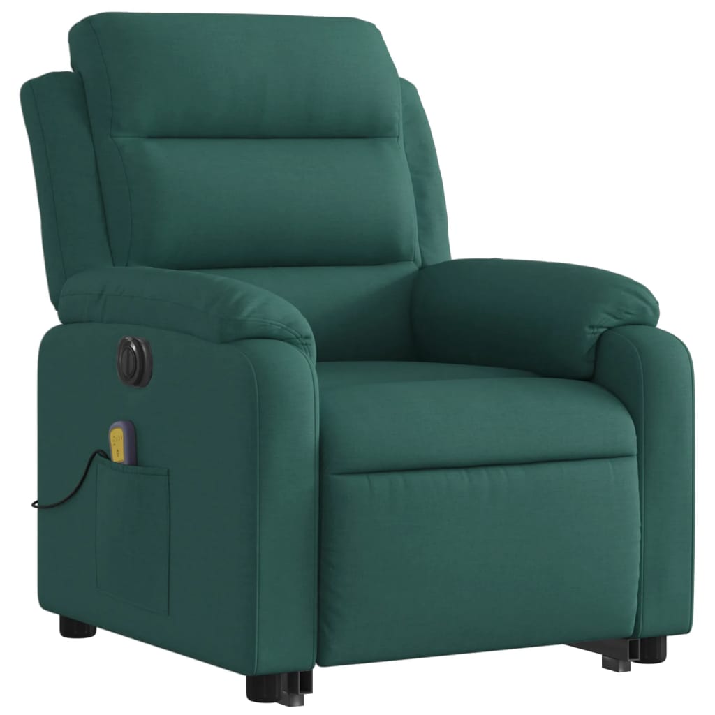 Electric Stand up Massage Recliner Chair Dark Green Fabric