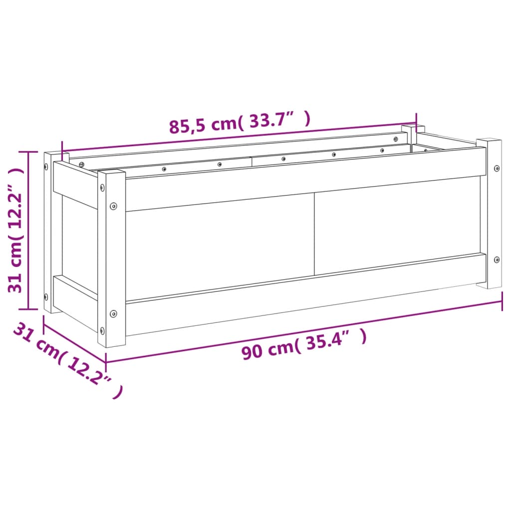 Garden Planter White 35.4"x12.2"x12.2" Solid Wood Pine