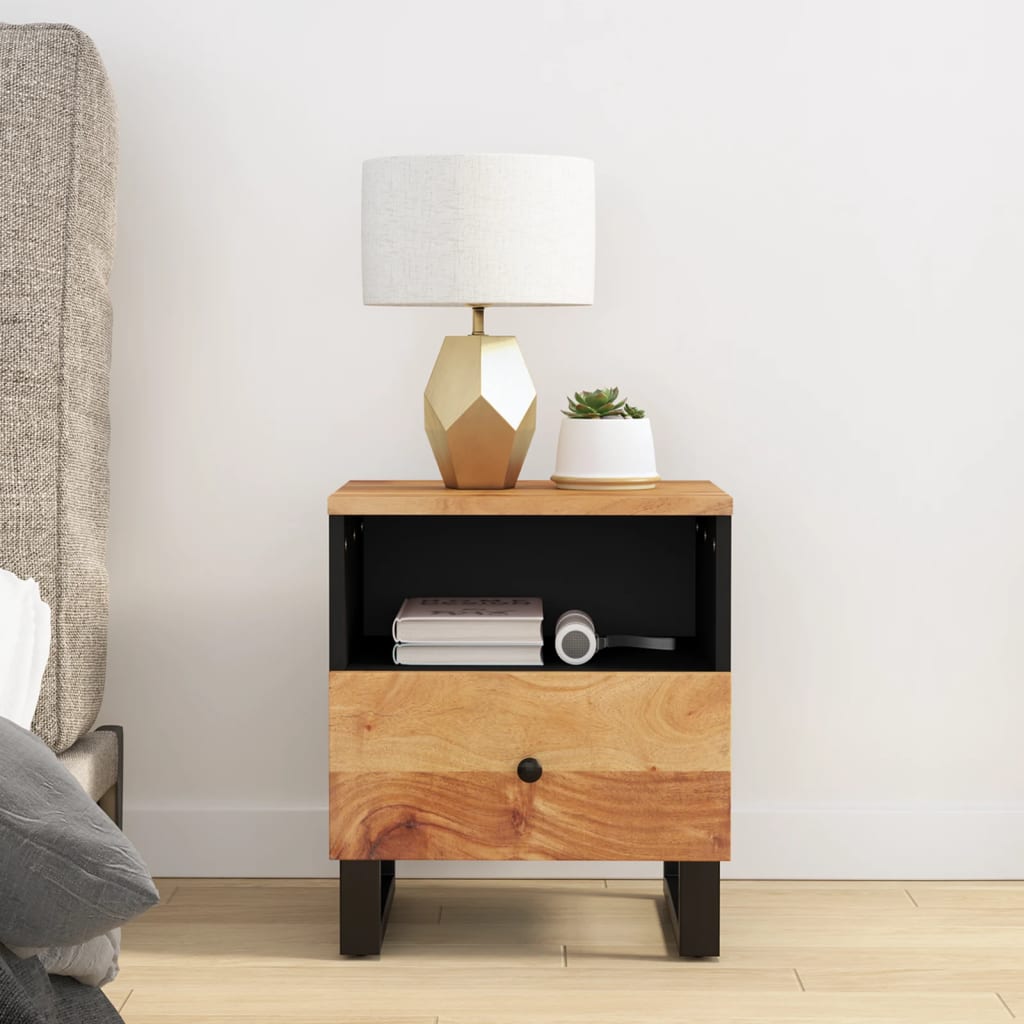 Bedside Cabinet Solid Wood Acacia&Engineered Wood