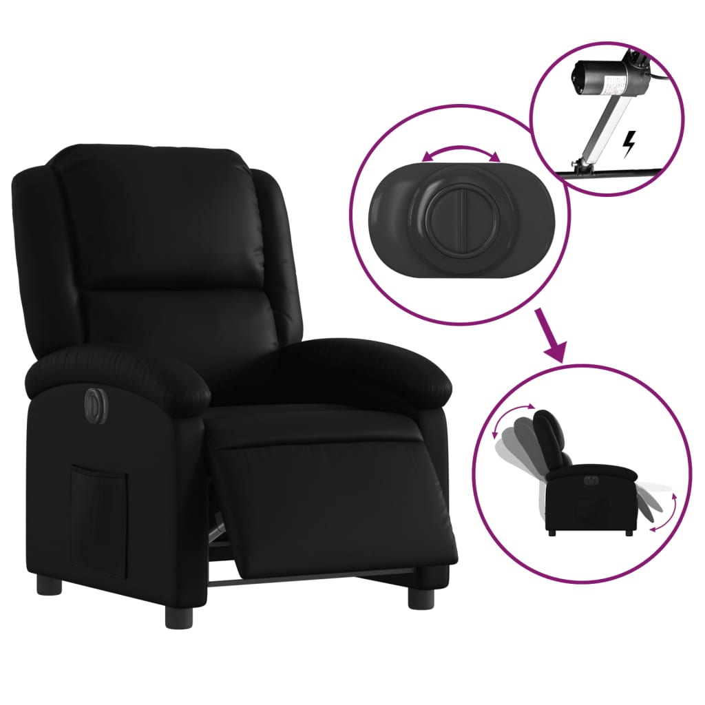 Electric Recliner Chair Black Faux Leather