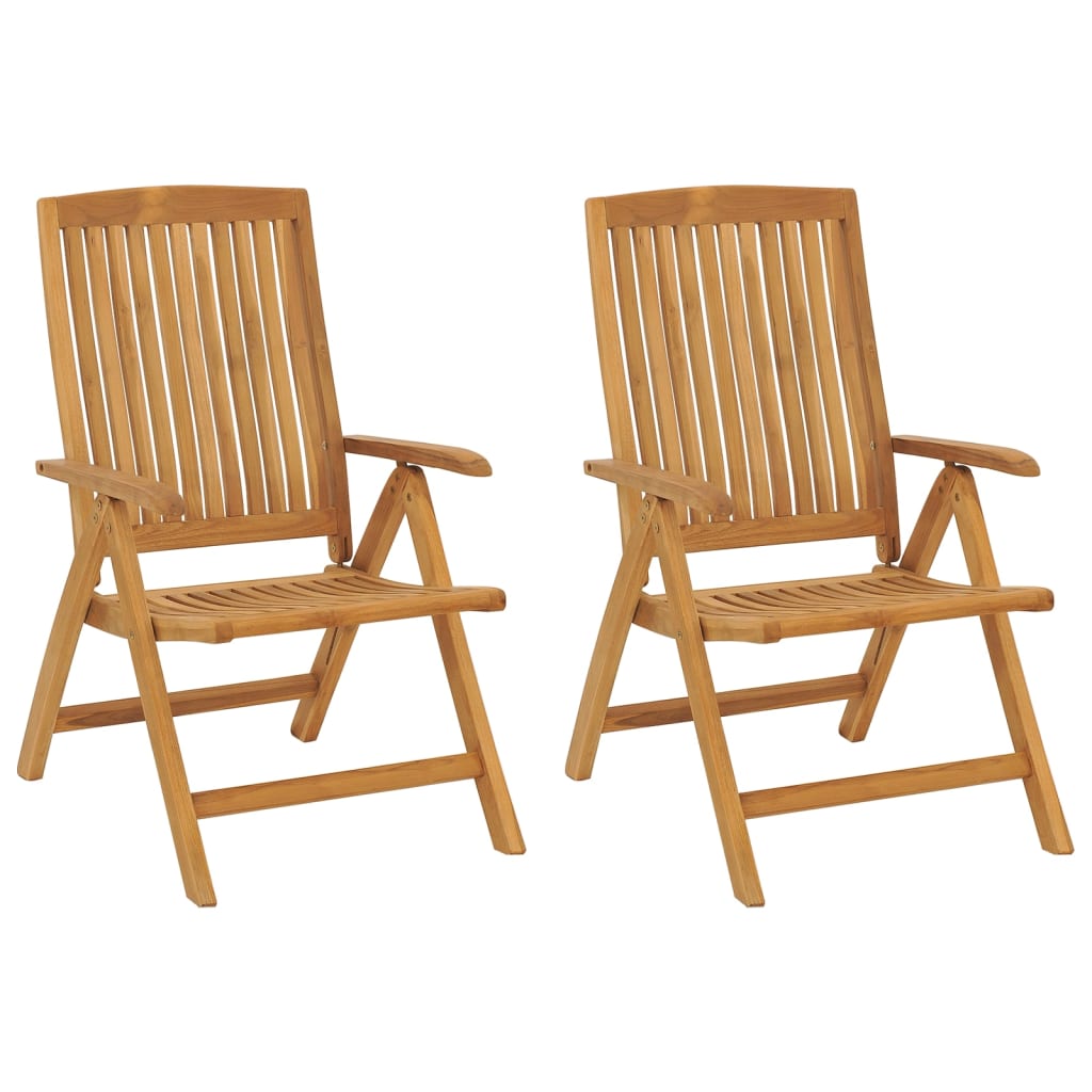 Reclining Patio Chairs with Cushions 2 pcs Solid Wood Teak