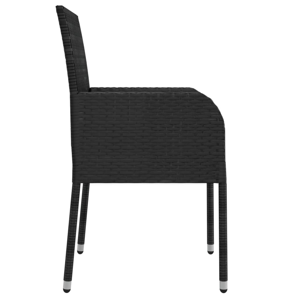 Patio Chairs with Cushions 2 pcs Poly Rattan Black