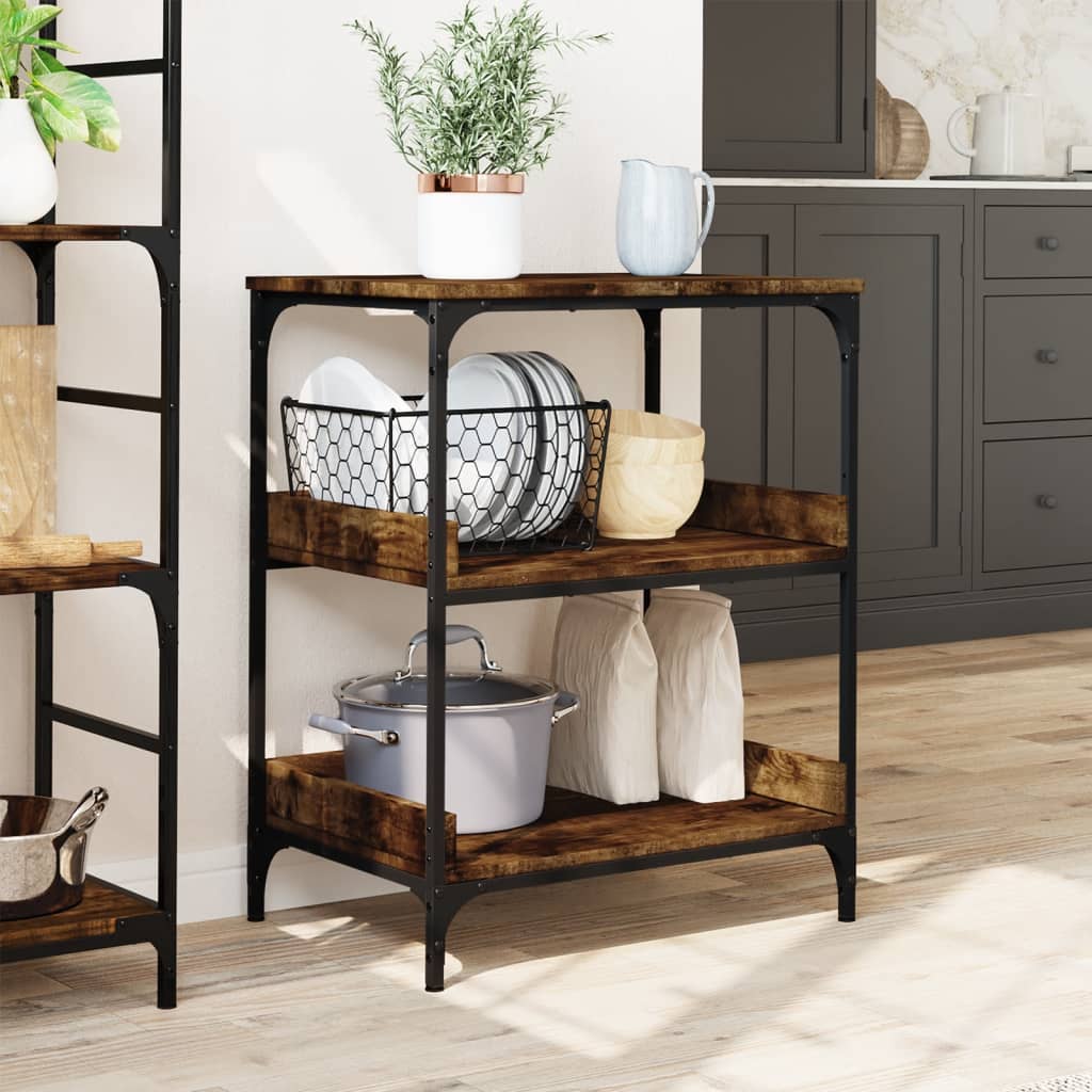 Kitchen Trolley Smoked Oak 23.6"x16.1"x31.7" Engineered Wood