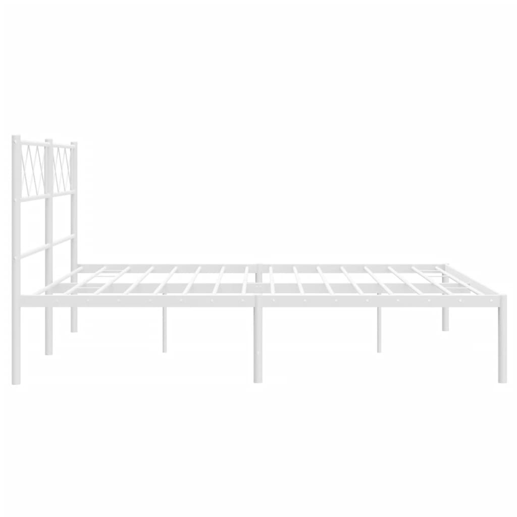 Metal Bed Frame without Mattress with Headboard White 59.1"x78.7"