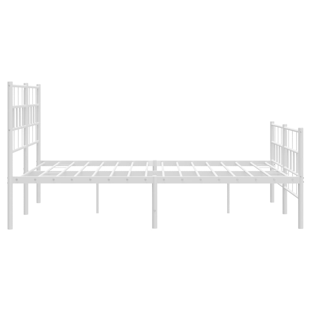 Metal Bed Frame without Mattress with Footboard White 53.1"x74.8"