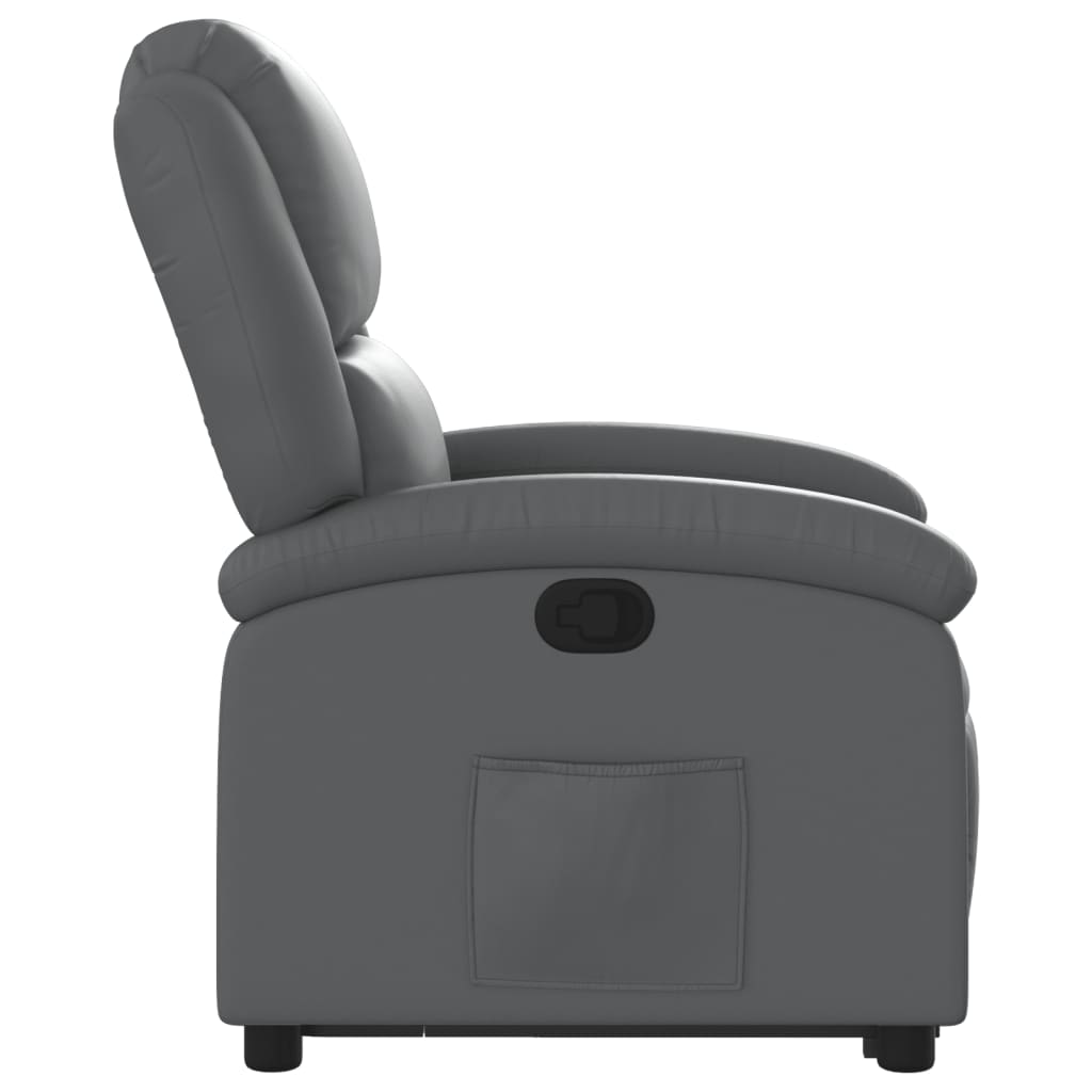 Stand up Recliner Chair Gray Faux Leather