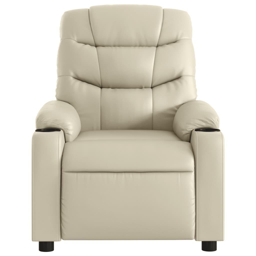 Massage Recliner Chair Cream Faux Leather