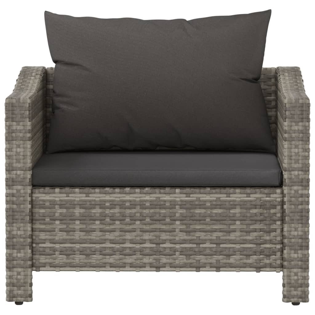 Patio Armchair with Cushion Gray Poly Rattan