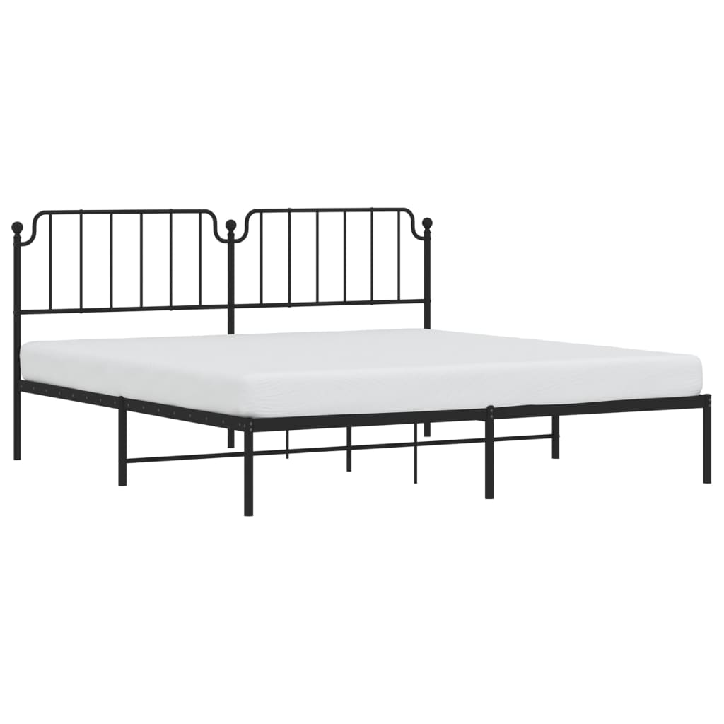 Metal Bed Frame without Mattress with Headboard Black 76"x79.9"