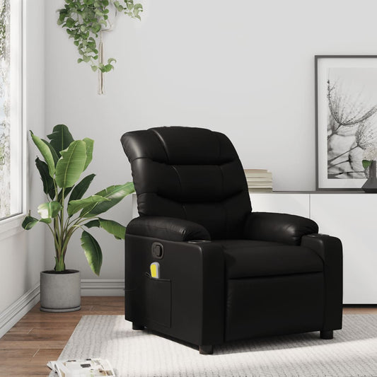 Massage Recliner Chair Black Faux Leather