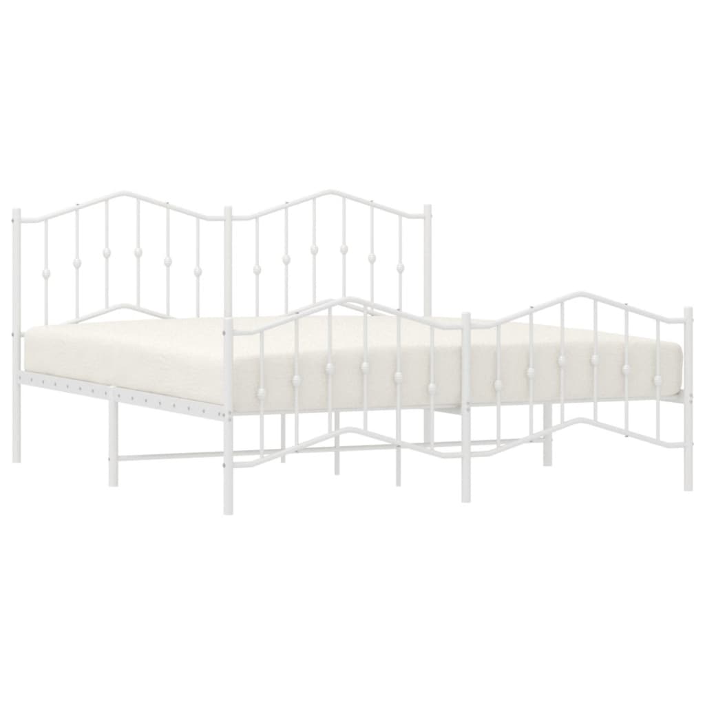 Metal Bed Frame without Mattress with Footboard White 72"x83.9"