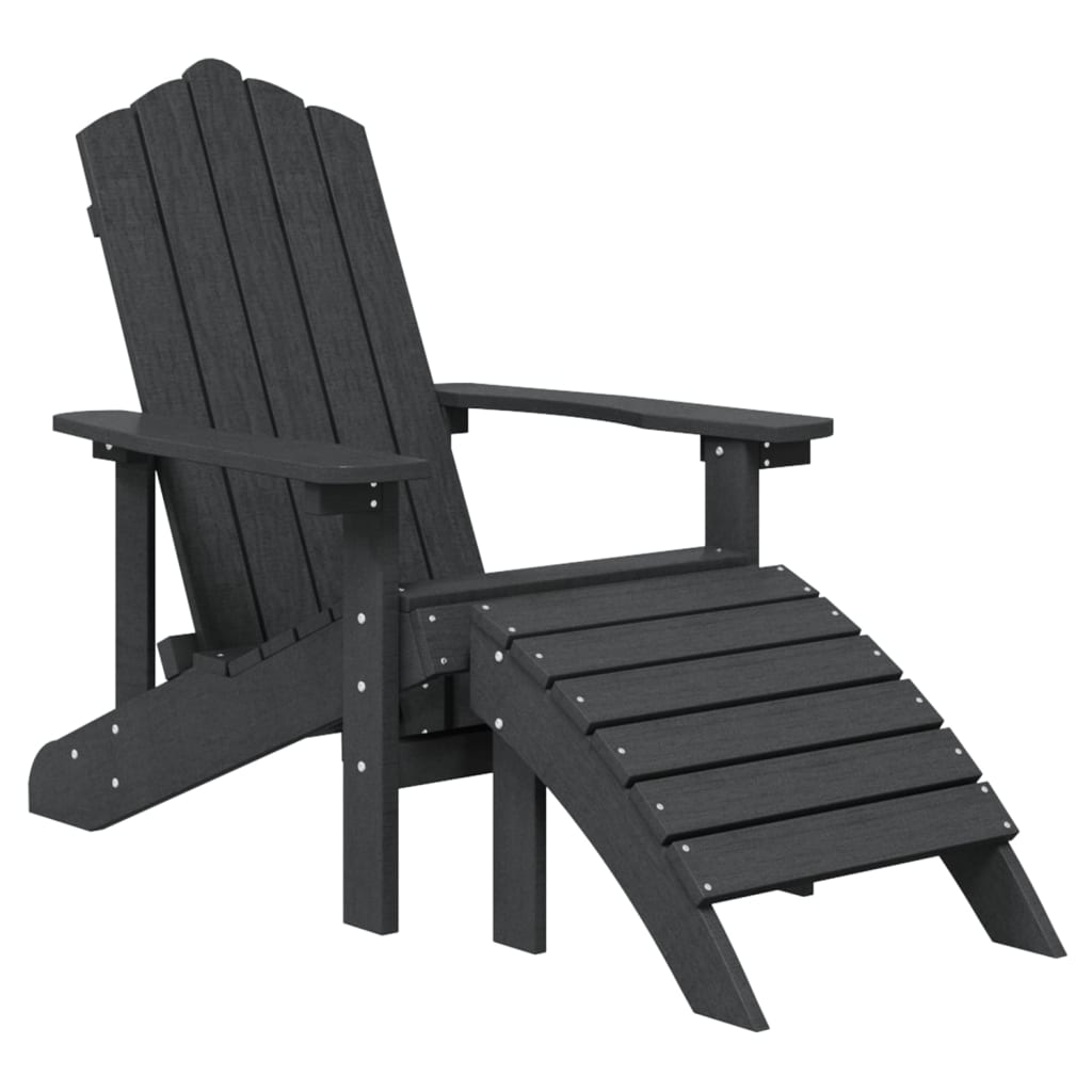 Patio Adirondack Chair with Footstool & Table HDPE Anthracite