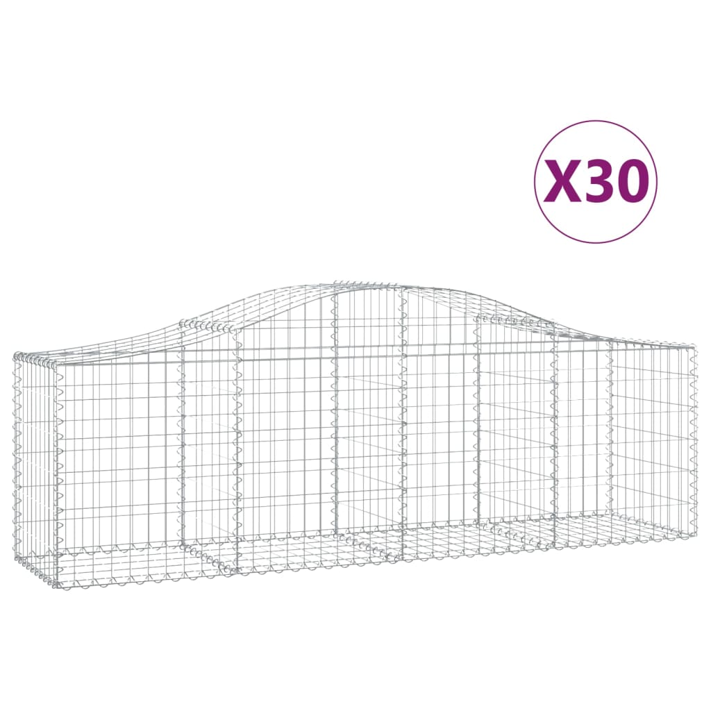 Arched Gabion Baskets 30 pcs 78.7"x19.7"x23.6"/31.5" Galvanized Iron