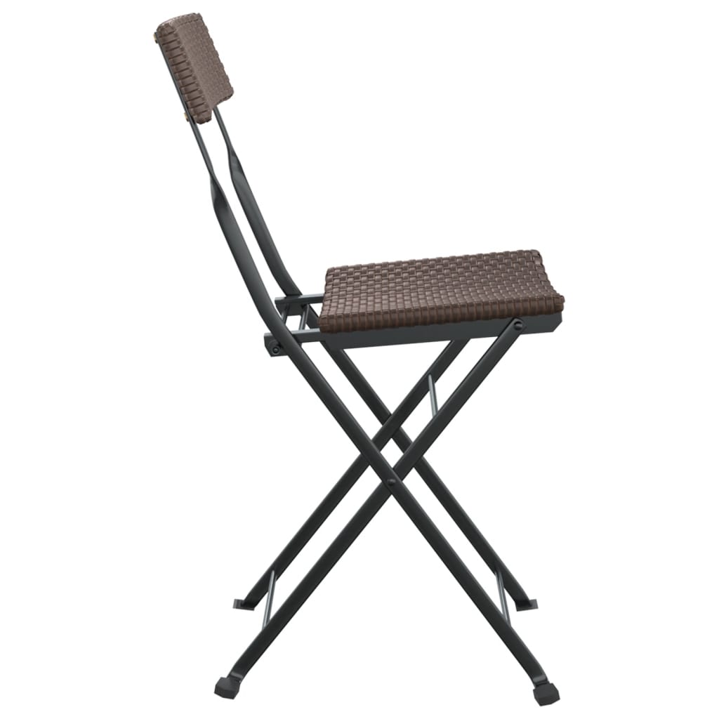 Folding Bistro Chairs 6 pcs Brown Poly Rattan and Steel