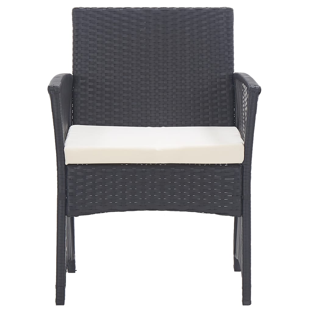 Patio Armchairs with Cushions 2 pcs Black Poly Rattan