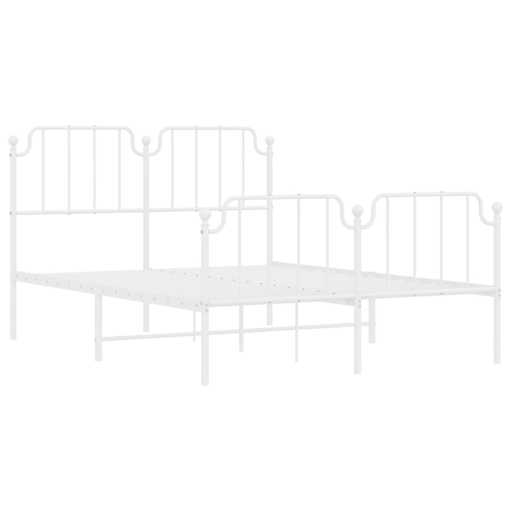 Metal Bed Frame without Mattress with Footboard White 59.1"x78.7"