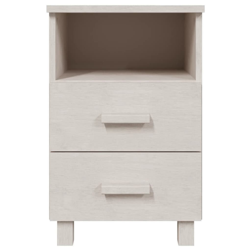 Bedside Cabinet HAMAR White 15.7"x13.8"x24.4" Solid Wood Pine