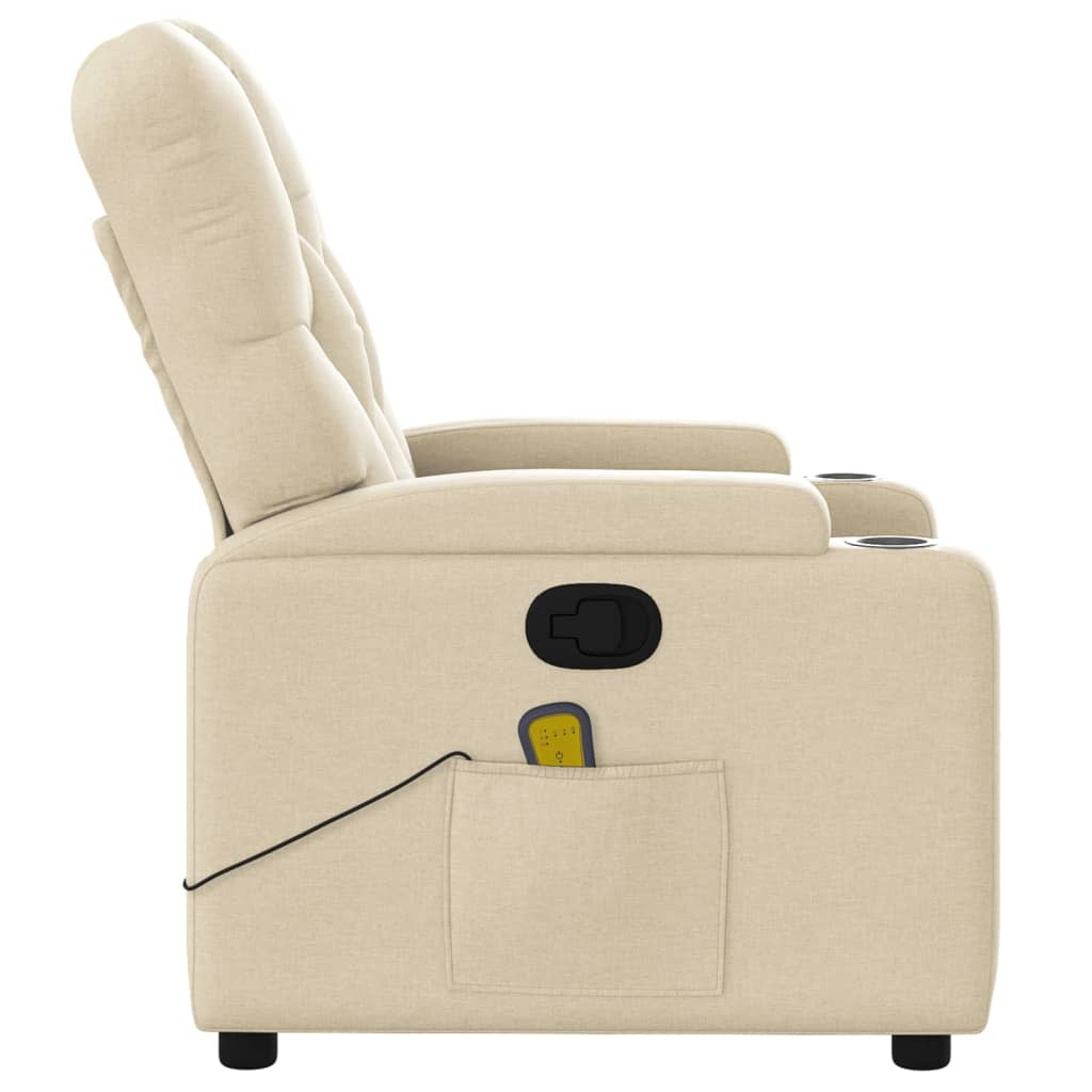 Massage Recliner Chair Cream Fabric