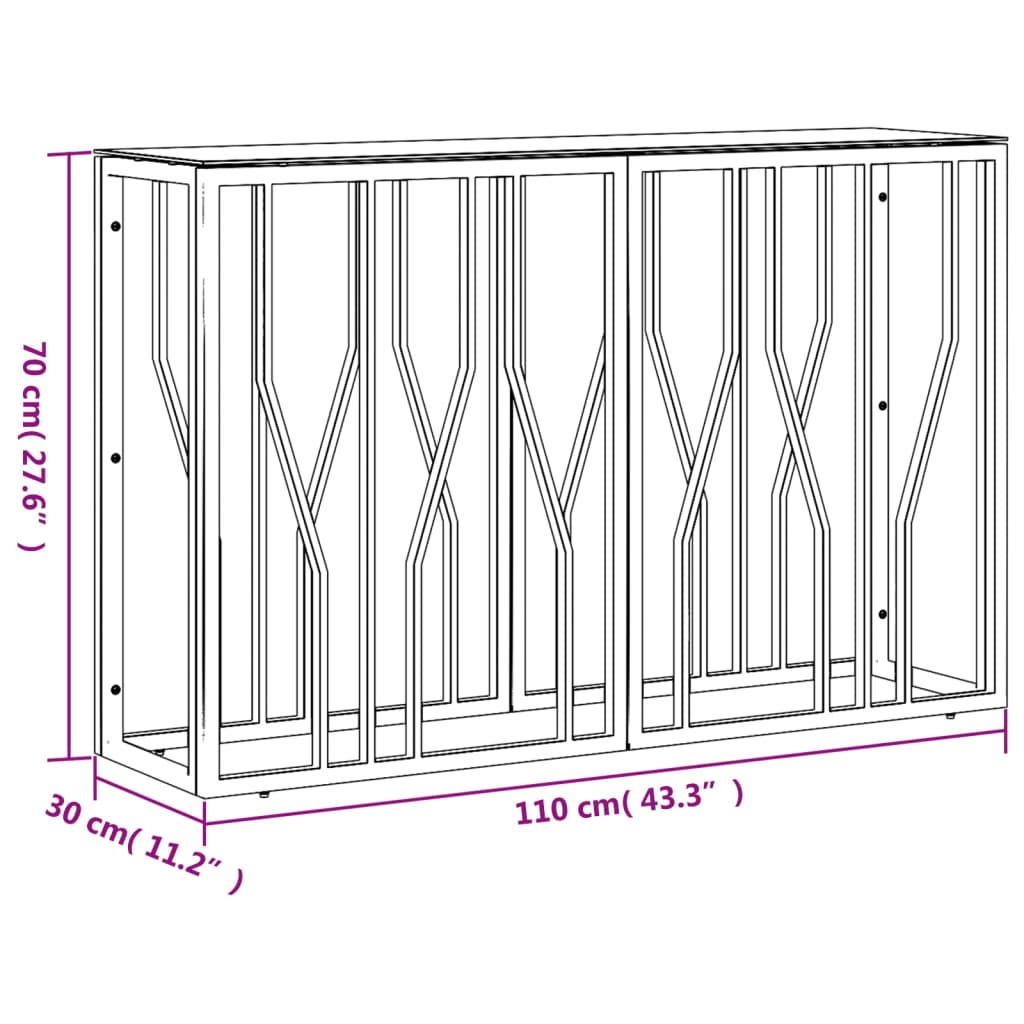 Console Table 43.3"x11.8"x27.6" Stainless Steel and Glass