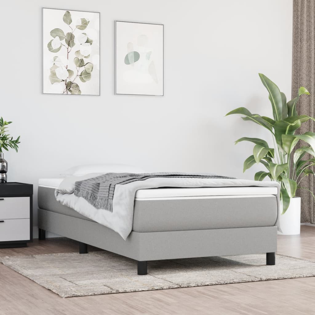 Bed Frame without Mattress Light Gray Twin Fabric (US Only)