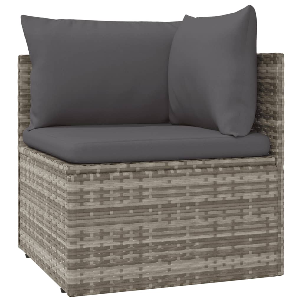 4 Piece Patio Lounge Set with Cushions Gray Poly Rattan