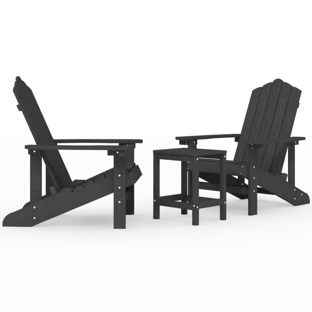 Patio Adirondack Chairs with Table HDPE Anthracite