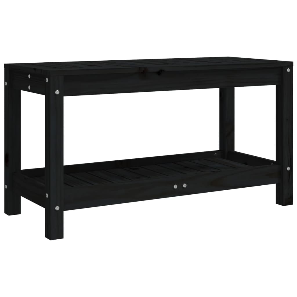 Patio Bench Black 32.5"x13.8"x17.7" Solid Wood Pine