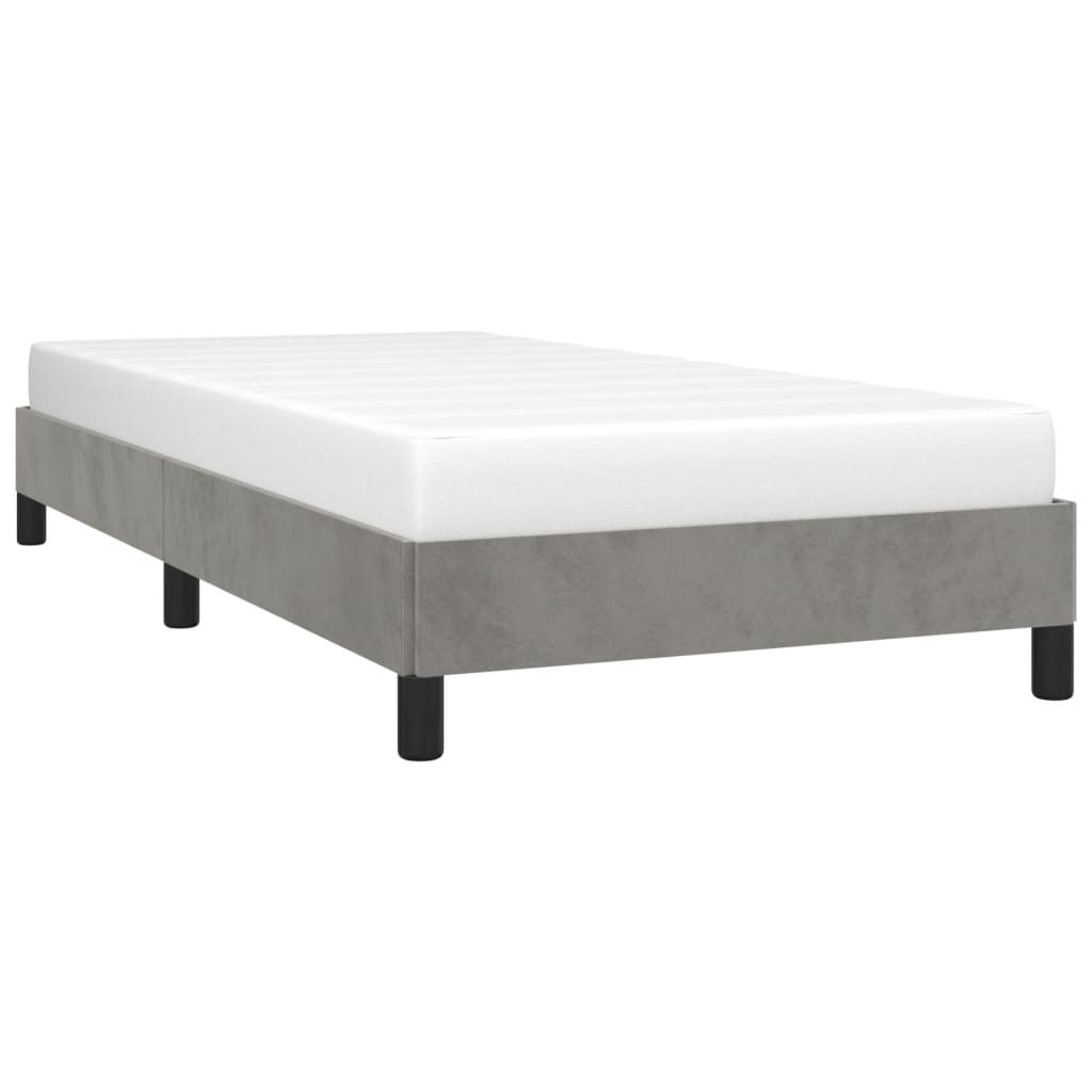 Bed Frame without Mattress Light Gray 39.4"x74.8" Twin Velvet