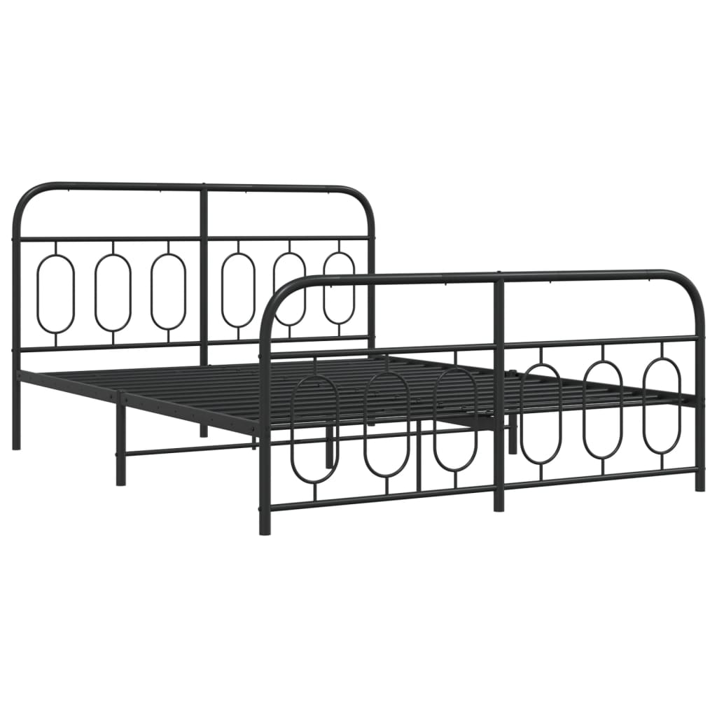 Metal Bed Frame without Mattress with Footboard Black 59.1"x78.7"