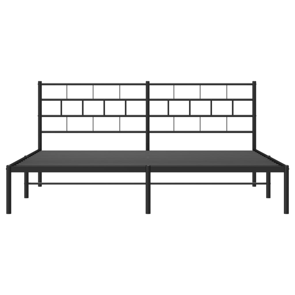 Metal Bed Frame without Mattress with Headboard Black 76"x79.9"