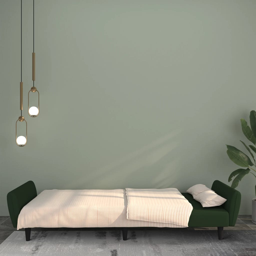 2-Seater Sofa Bed Dark Green Velvet