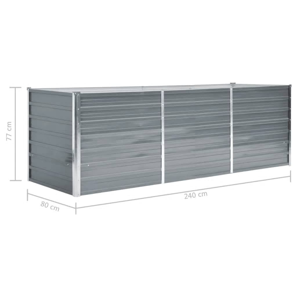 Garden Raised Bed Galvanized Steel 94.5"x31.5"x31.3" Gray