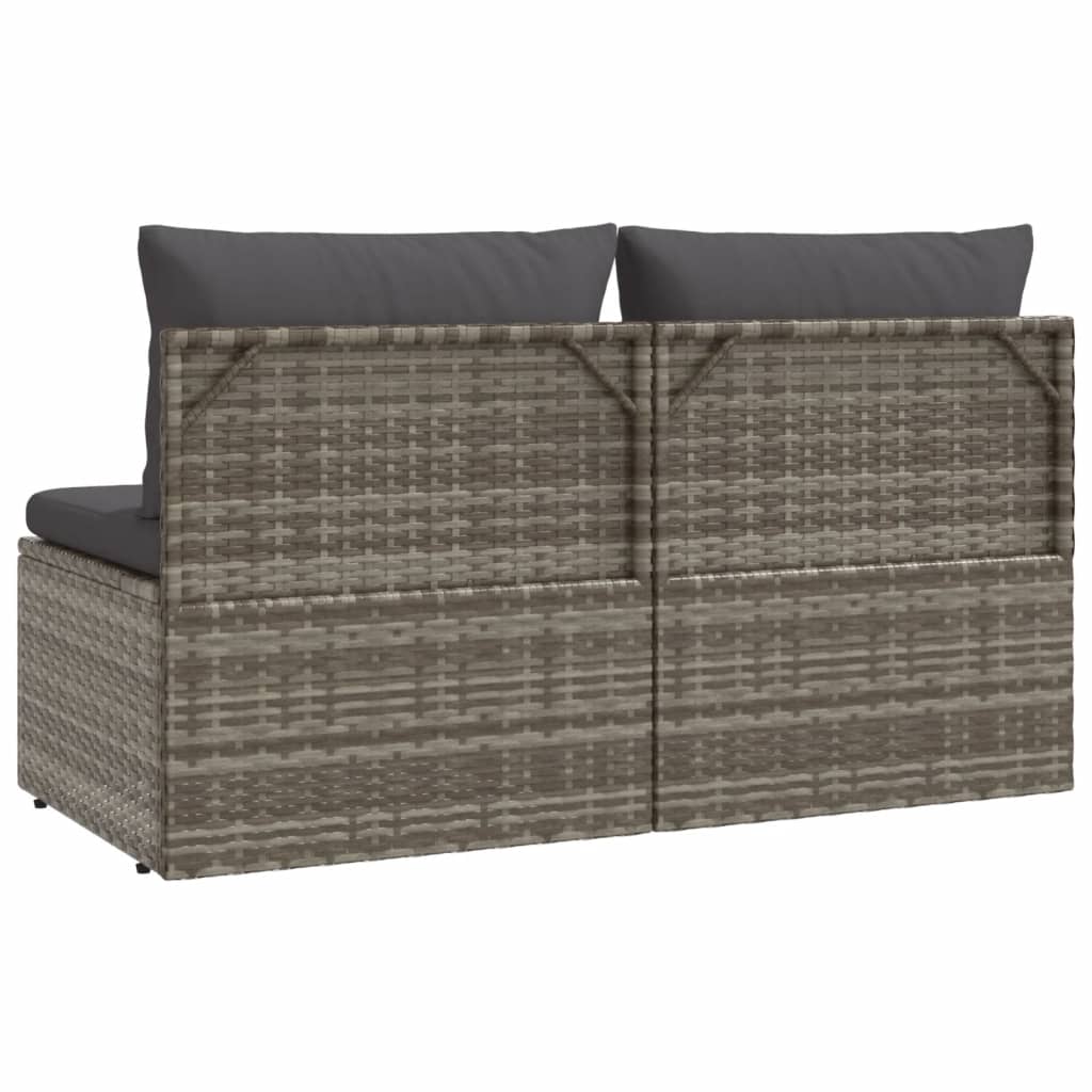 2-Seater Patio Sofa with Cushions Gray Poly Rattan