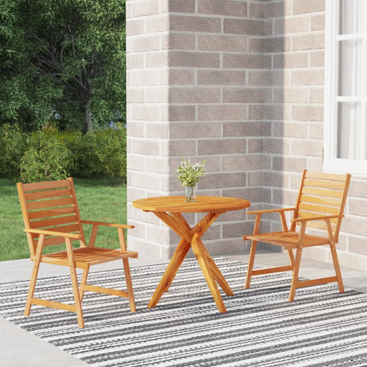 3 Piece Patio Dining Set Solid Wood Acacia