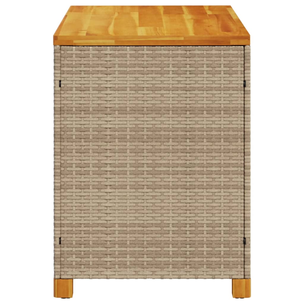 Patio Storage Box Beige 43.3"x21.7"x24.8" Poly Rattan Acacia Wood