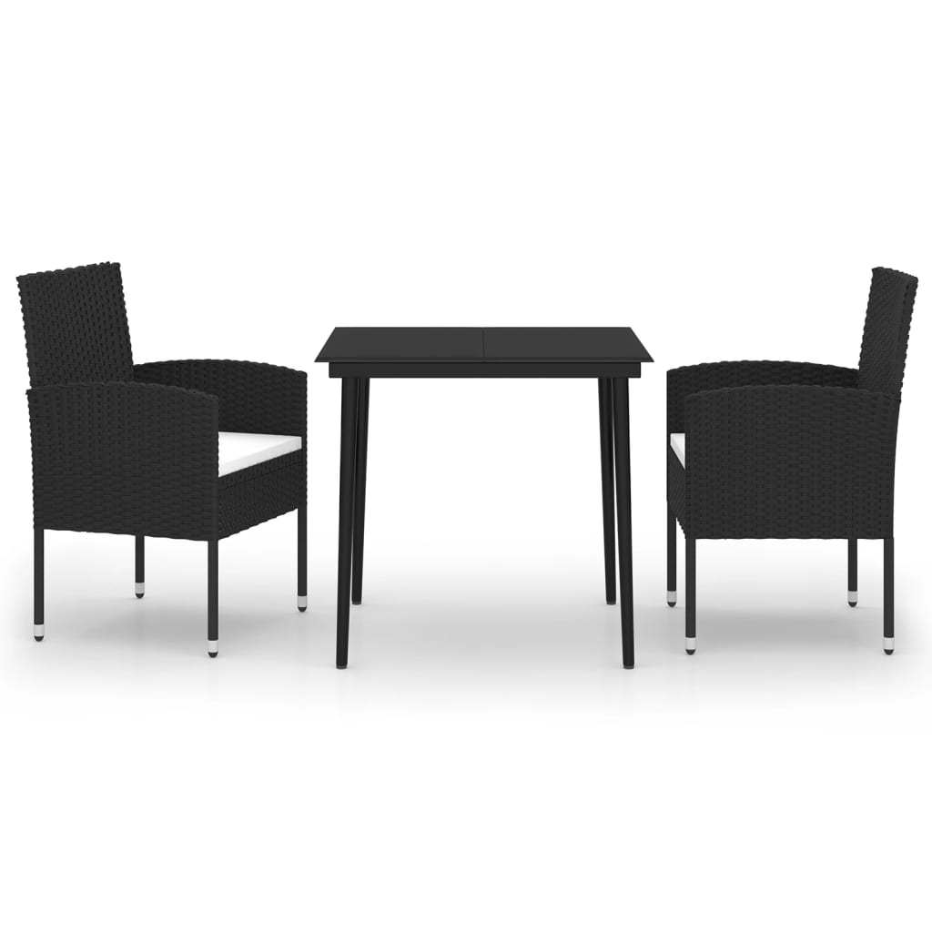 3 Piece Patio Dining Set Black