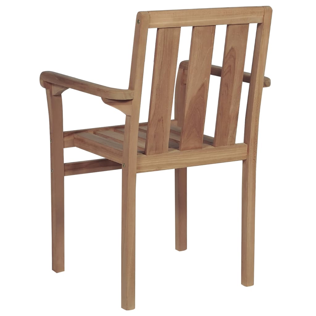 Stackable Patio Chairs with Cushions 6 pcs Solid Teak Wood