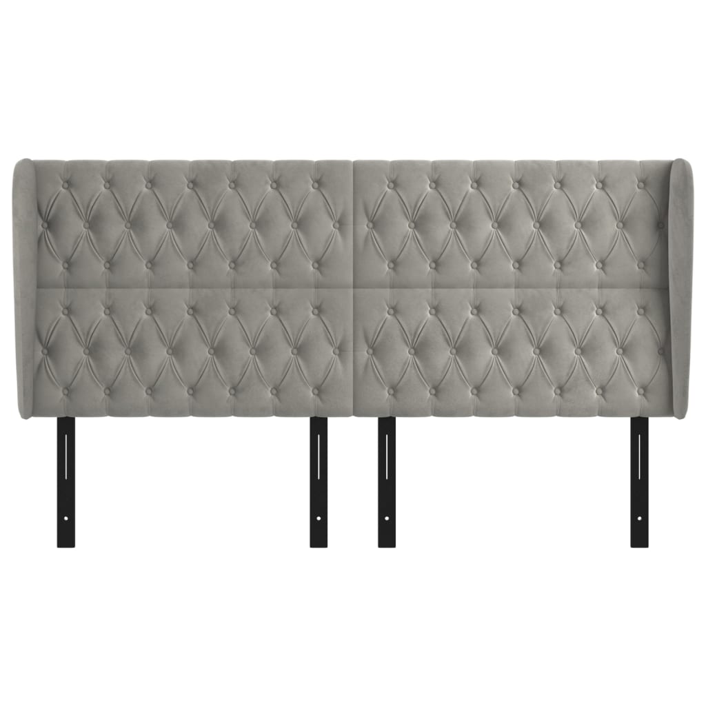 Headboard with Ears Light Gray 72"x9.1"x46.5"/50.4" Velvet