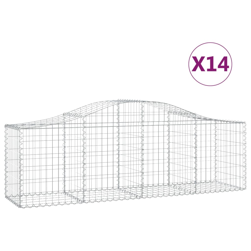 Arched Gabion Baskets 14 pcs 78.7"x19.7"x23.6"/31.5" Galvanized Iron