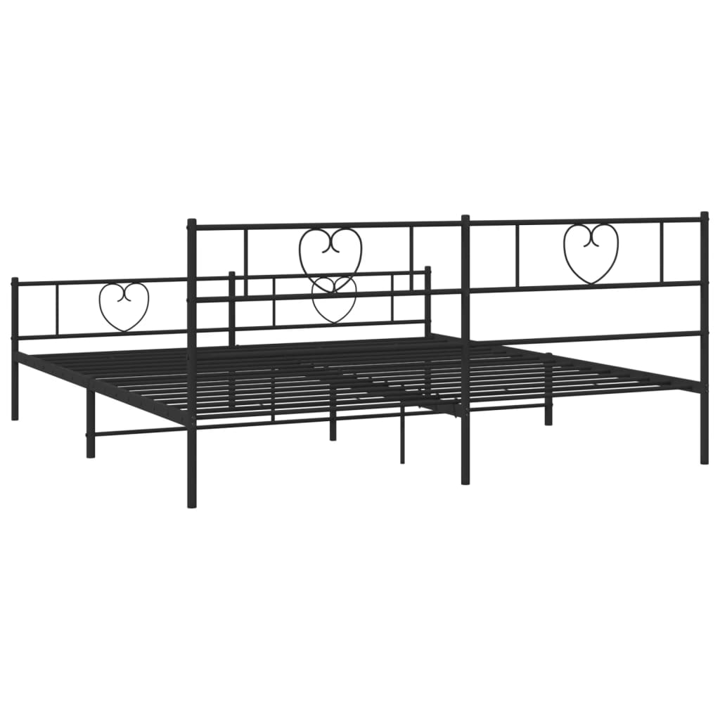 Metal Bed Frame without Mattress with Footboard Black 72"x83.9"