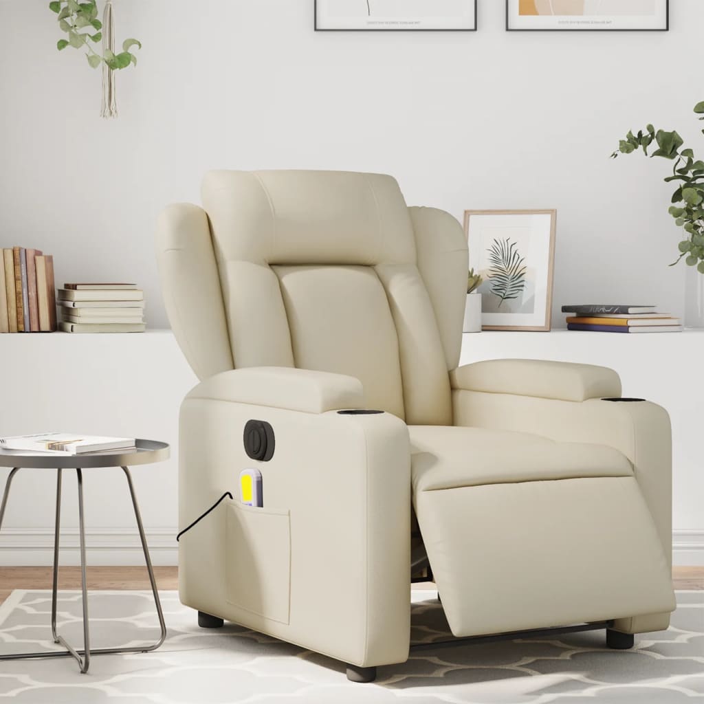 Massage Recliner Chair Black Faux Leather