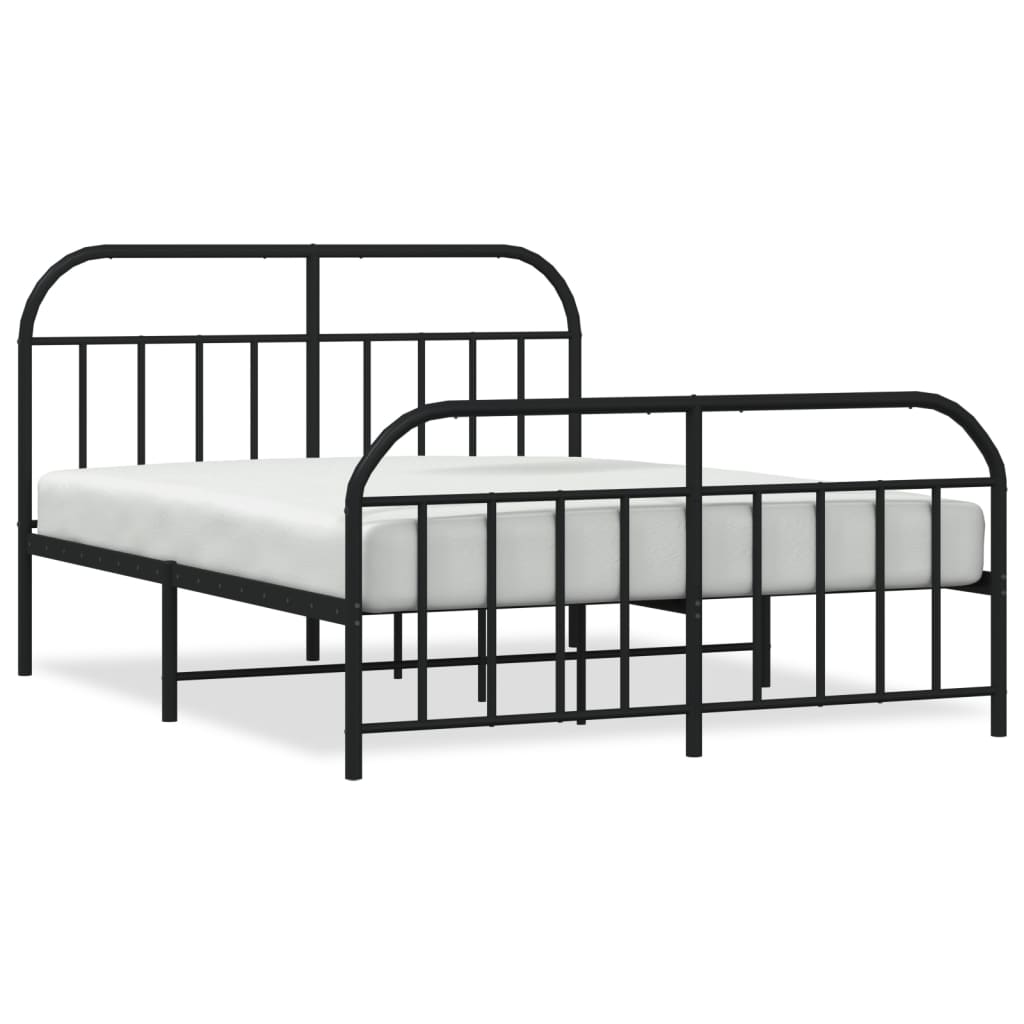 Metal Bed Frame without Mattress with Footboard Black 72"x83.9"